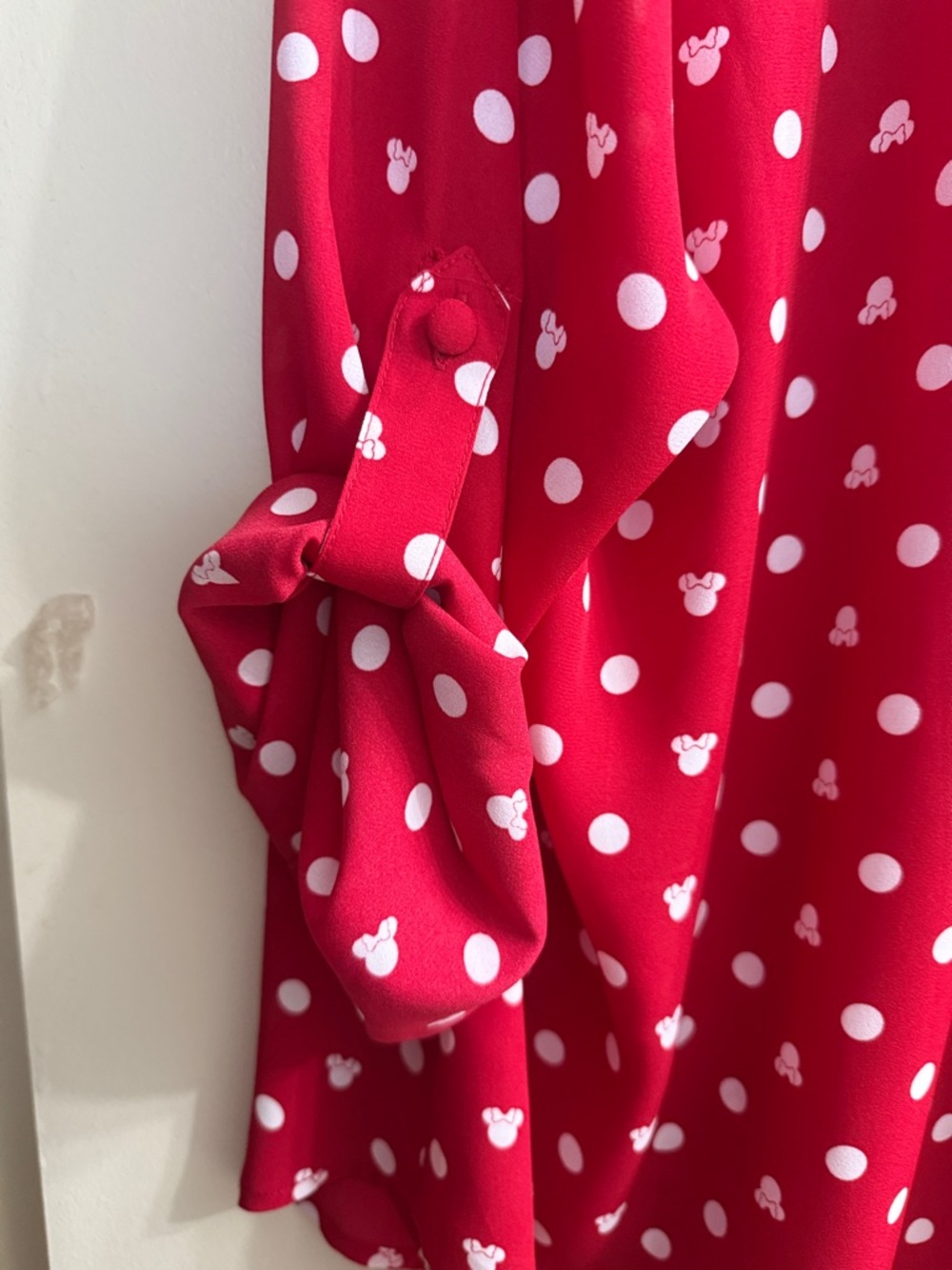 Women's Red Polka Dot V-Neck Blouse DISNEY - Picture 4 of 5